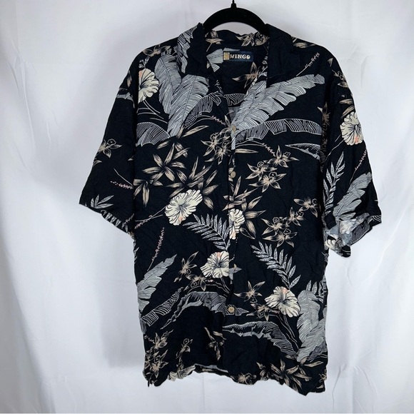 Wingo Shirt Hawaiian Tropical Palm tree floral Short sleeve button up Top 90's - Picture 3 of 9